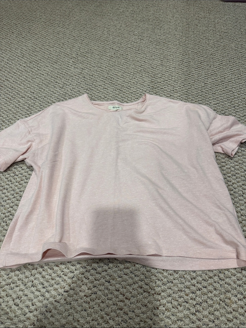 Madewell Pink Short Sleeve Cropped Tee